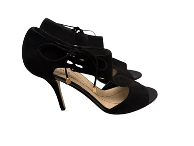 ⭐NEW- KATE SPADE- BLACK "CATE" Size 9M Suede Leather Heels $298 - Image 1 of 4