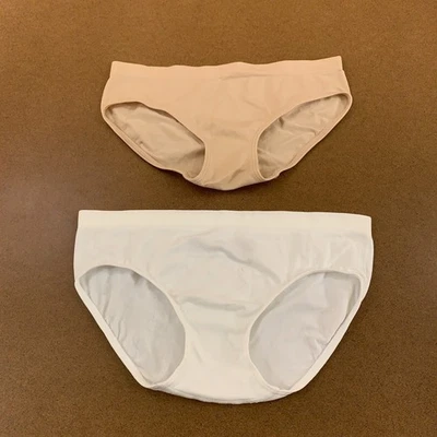 Fruit of the Loom 女孩 大号 米色 白色 Santoni 比基尼内衣 2 件装 全新 — 第 1/4 张图片