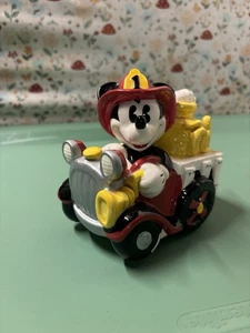 Vintage Enesco Disney Mickey Mouse Firefighter Car Musical Figurine Tested - Picture 1 of 5