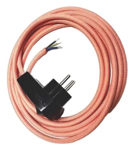 Cavo tessile spina interruttore 3x0,75 schuko cavo di collegamento colori salmone design - Foto 1 di 6