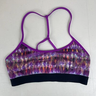Alo Yoga Sports Bra Racerback Womens XS Purple Low Impact Tie Dye Pattern Hiking - Image 1 of 4