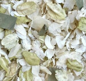 Natural Biodegradable Wedding Confetti Green Ivory Petals, Dried Vintage Flower