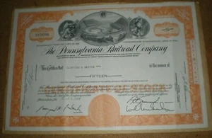 1965 fifteen shares Stock Certificate Pennsylvania Railroad Co. - Picture 1 of 2