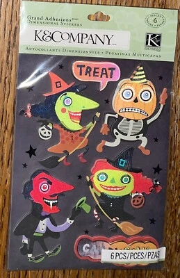 RARO K&Company Halloween Caramelos Golosinas Brujas Esqueleto Drácula Libro de Recortes Pegatina Foto 1 de 4
