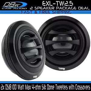 2x DS18 2.5" Silk Dome Car Stereo Tweeters 100W 4-ohm with Built-in Crossovers - Picture 1 of 8