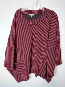 Poncho Pullover Top Habitat Rojo y Negro Talla Grande Lagenlook XL - Imagen 1 de 4