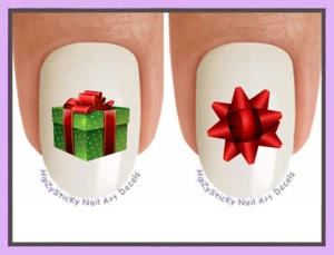 Arte en uñas VACACIONES Navidad VERDE ROJO Arco Regalo Tobogán acuático Uñas Calcomanía Transferencias - Imagen 1 de 2