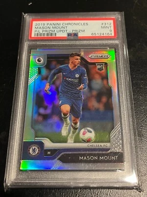 Mason Mount 2019-20 Chronicles EPL Prizm SILVER SP #312 Rookie RC PSA 9 Man U - Image 1 of 3