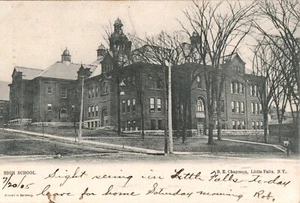 Antique Postcard View of High School Little Falls, NY Undivided Posted 1905 Tuck - Picture 1 of 2