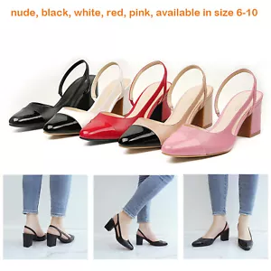 JENN ARDOR 2.5" Women Chunky Heel Square Toe Comfort Slingback Dress Pump Shoes - Picture 1 of 52