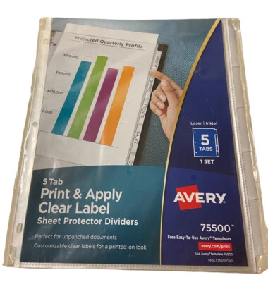Avery® Index Maker Print & Apply Clear Label Sheet Protector Divi 077711755000 - Image 1 of 2