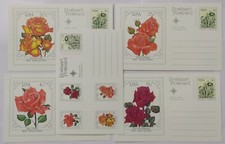 South Africa Set of 5  Illustrated Postal Card Stationery 3c Flowers Rose  1977