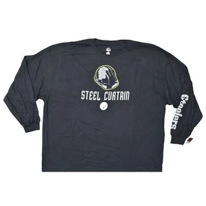 NEW Majestic NFL Steelers Curtain Black Cotton T-Shirt 4XL Men Long Sleeve - Picture 1 of 6