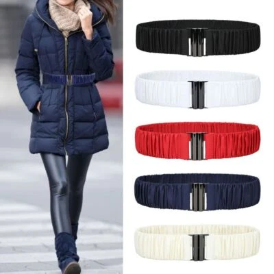Lady Elastic Waist Belt Stretch Waistband Buckle For Down Puffer Coat Waistband