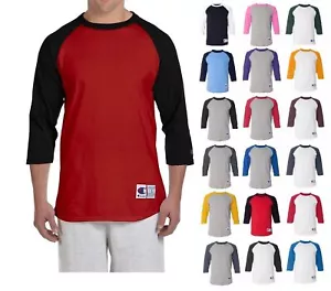 Champion T137 Raglans Baseball Shirt Jersey Mens Tag-less T-Shirt 3/4 Sleeves - Picture 1 of 1