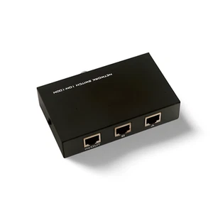 RJ45 AB 2 Way Switch Box Push Button Manual Network - Black - Picture 1 of 1