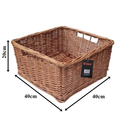 Large Square Wicker Storage Basket Xmas Hamper Rattan Shelf Unit Display Tidy - Image 1 of 4