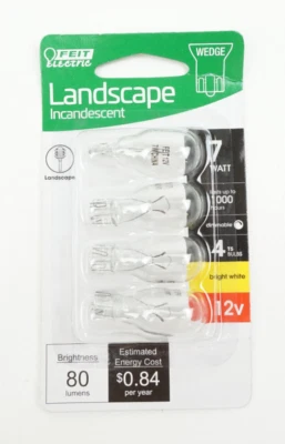Feit 7-Watt Bright White 3000K T5 Wedge Base Dimmable 12V Landscape Bulb 4 Pack - Image 1 of 2