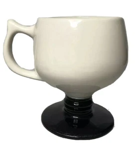 VTG Hall Pottery Coffee Tea Cup Mug #2274 Pedestal Cream Black Made in USA 4.5” - Picture 1 of 11