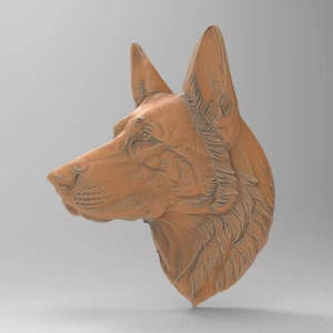 German Shepherd STL File for CNC Router 3D Printer K9 Police Dog Head - Picture 1 of 4