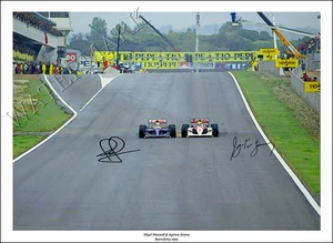 AYRTON SENNA MANSELL SIGNIERTES FOTODRUCK POSTER NEU F1 FORMULA ONE MONACO FARBE - Bild 1 von 1