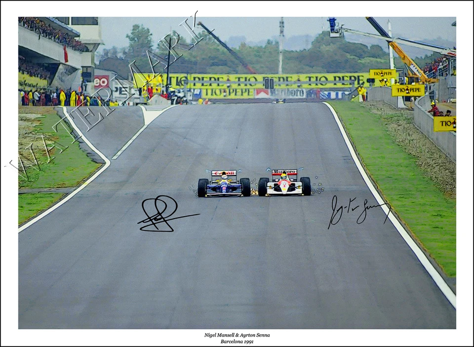 AYRTON SENNA MANSELL SIGNED PHOTO PRINT POSTER NEW F1 FORMULA ONE MONACO PAINT - Image 1 of 1
