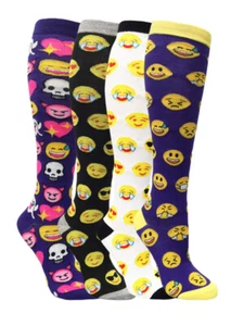 Calcetines largos hasta la rodilla Emoji Emoticon para mujer - Surtido de 4 pares - Imagen 1 de 1