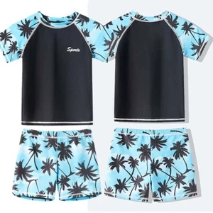 Kids Boys Set UPF 50+ Suit Swimwear Swimsuit Athletic Tracksuit Two Piece Tops - Picture 1 of 13