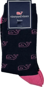 Calze casual Vineyard Vines bambina blu navy rosa girocollo Pima cotone logo balena OS - Foto 1 di 2