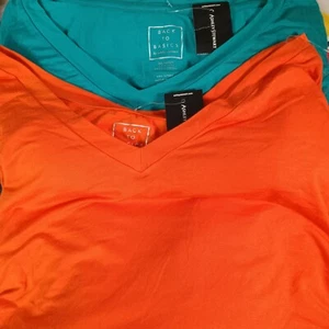 Ashley Stewart Shirt Womens 34/36 Lot Of 2 V Neck Back To Basics Short Sleeve - Picture 1 of 22