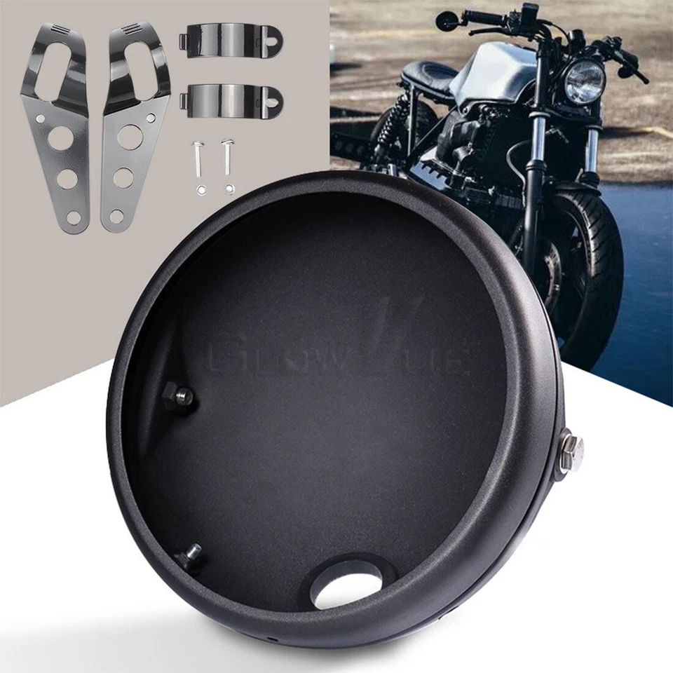 Cubo universal para faros de motocicleta de 7 pulgadas carcasa trasera con soporte de montaje Foto 1 de 4
