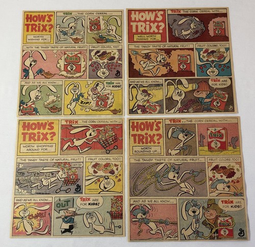 lot of four TRIX RABBIT cereal newsprint ads ~ 1960's | eBay