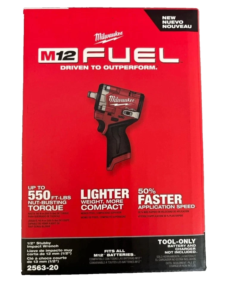 Milwaukee 2563-20 M12 COMBUSTIBLE 12V 1/2" Stubby Llave de Impacto Sin Escobillas - Herramienta Desnuda Foto 1 de 1