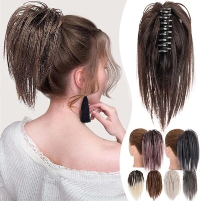 THICK Messy Bun Hair Piece Scrunchie Updo Claw Clip Hair Extensions as Human - Image 1 of 4
