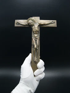 † SIGNIERTES HARTMANN DNJC GROSSES PATINIERTES BRONZE WANDKRUZIFIX KREUZ ARTDECO FRANKREICH - Bild 1 von 23