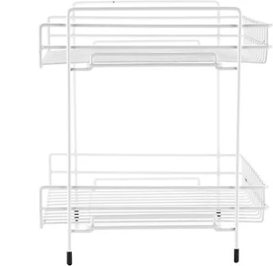 Universal 2er Set Küchenregal stehend aus Metall Chrom Küchen Organizer weiß - Bild 1 von 4