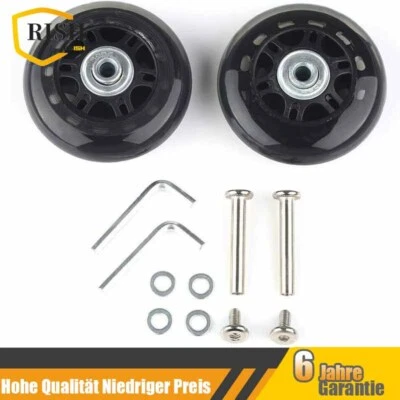 2Stück 70x24mm Ersatz Rollen mit Kugellager Kits Gummi für Gepäck-Koffer Schwarz - Bild 1 von 4