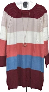 Abito maglione Lauren a righe larghe nuovo con etichette Lularoe piccolo bianco blush marrone salmone - Foto 1 di 8