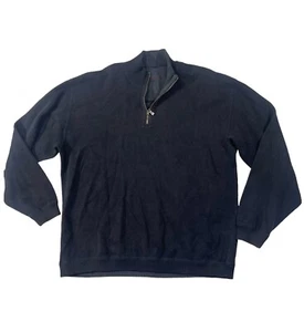 Suéter Tommy Bahama Para Hombres 1/4 Cremallera Para Hombres XXL 2XL Negro Gris Marlín Reversible M3Y - Imagen 1 de 4