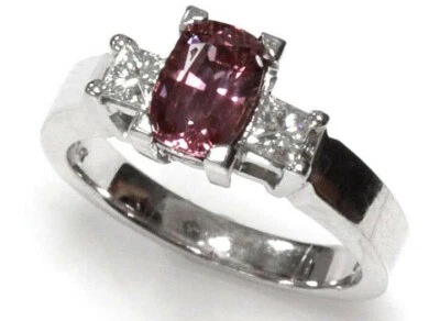 1.2 ctw Natural Pink Sapphire & Diamond 14k White Gold 3 Stone Engagement Ring - Image 1 of 2