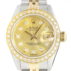 Rolex Damen Datejust 18K Gelbgold Edelstahl Champagner Diamant Uhr - Bild 1 von 9
