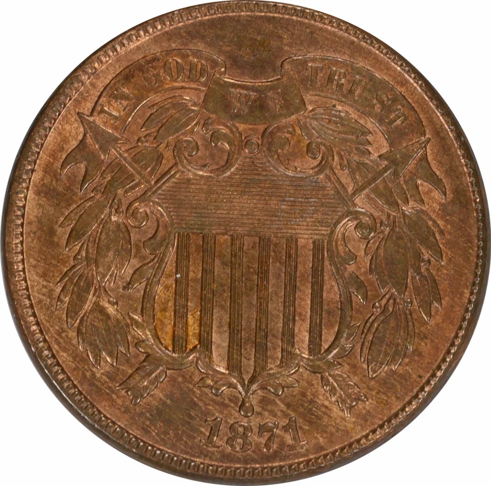 1871 Two Cent Piece RPD FS-301 Choice BU Uncertified #251 - Image 1 of 2