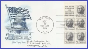 USA3 #1213a ADDR ARTMASTER FDC BKLT5 George Washington - Imagen 1 de 1