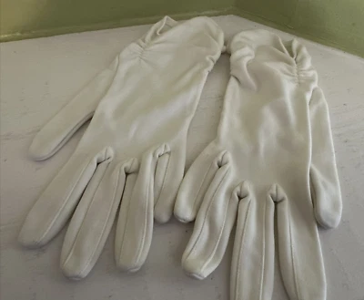 Guantes de mujer vintage de algodón blanco fruncido talla S sin marca Foto 1 de 4
