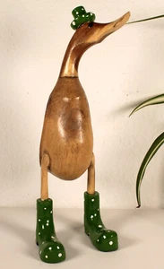 Ente aus Holz 35 cm mit Stiefeln und Hut in Grün Deko Laufente - Bild 1 von 3
