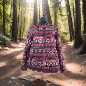 Ll Bean Womens Red-Black  3/4 Zippered Pullover Jacket Size  Xs - Picture 1 of 16