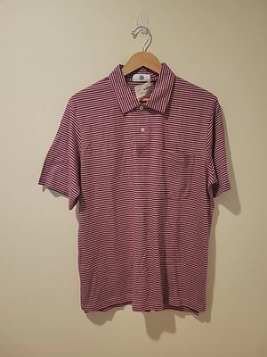 NUEVO CON ETIQUETAS J.PRESS Camisa Polo Tejida Cuello Automático Talla L Rosa/Azul Marino Rayas Preppy Trabajo   Foto 1 de 4