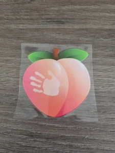 Peach Left Hand Print Emoji UV DTF Decal Sticker Waterproof For Hard Surfaces - Picture 1 of 5
