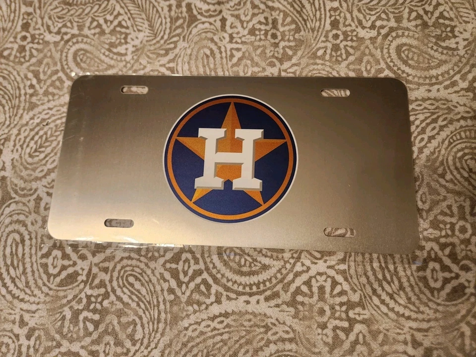 Houston Astros Baseball MLB Metal Novelty License Plate Silver 6x12 Inches - Image 1 of 1