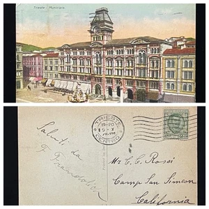1920 Trieste Mexico Postcard Cover to California, United States USA Stamped - Picture 1 of 3